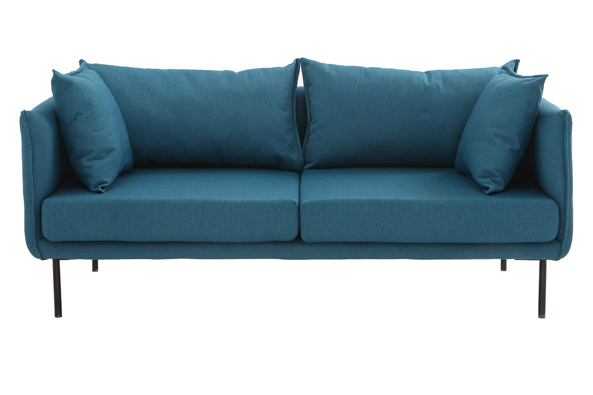 Sof diseo contemporneo 3 plazas azul petrleo MATHIS