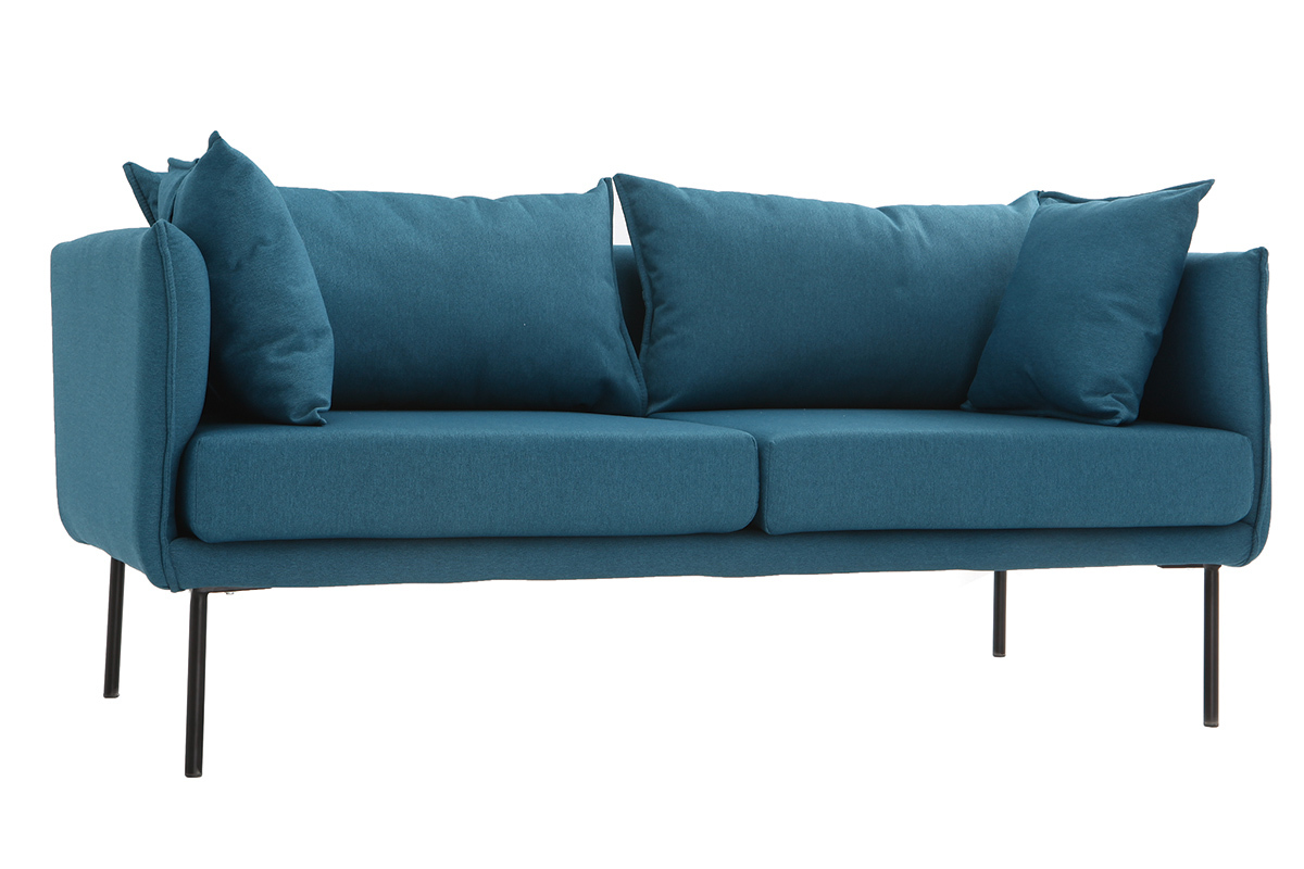 Sof diseo contemporneo 3 plazas azul petrleo MATHIS