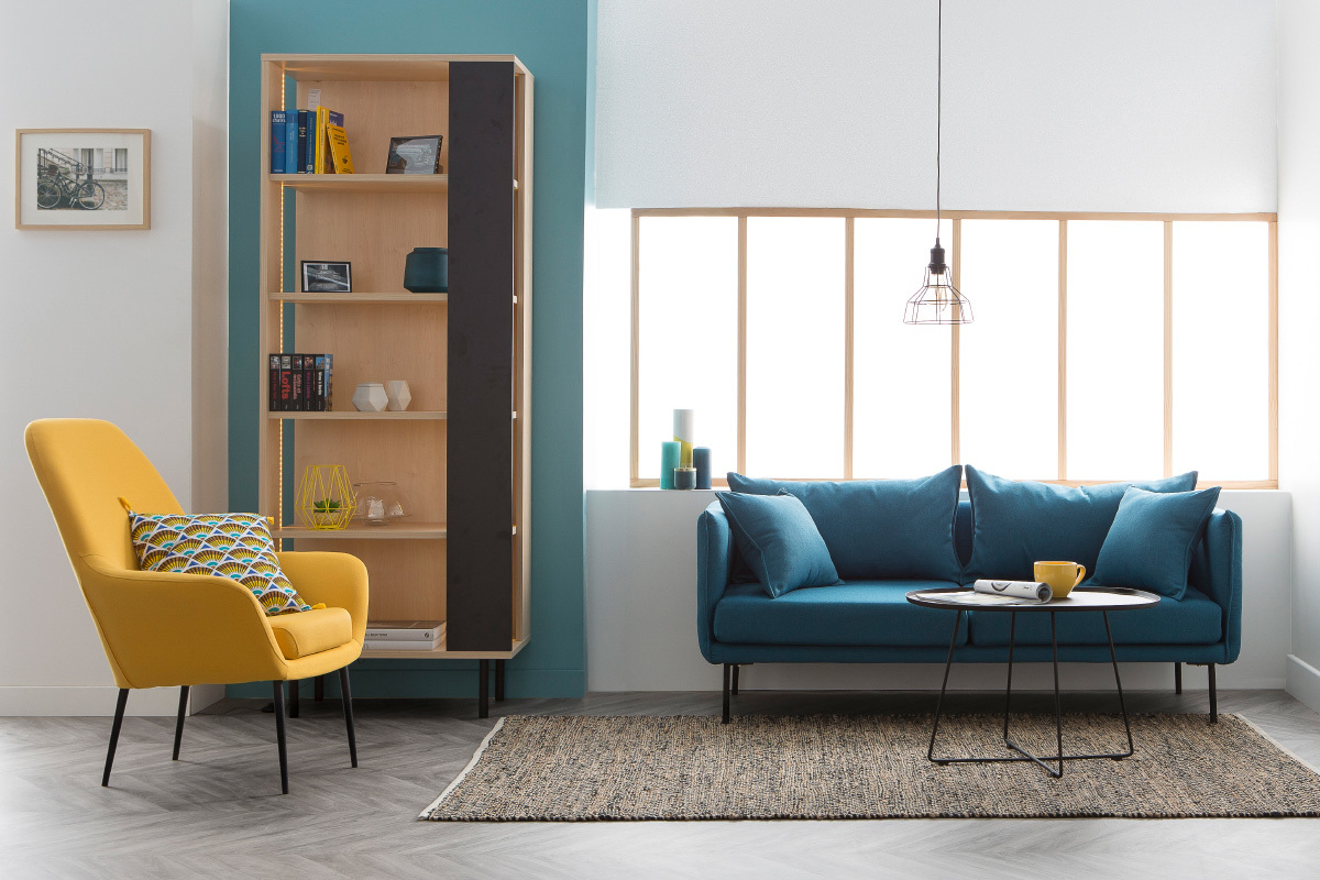 Sof� dise�o contempor�neo 3 plazas verde menta claro MATHIS