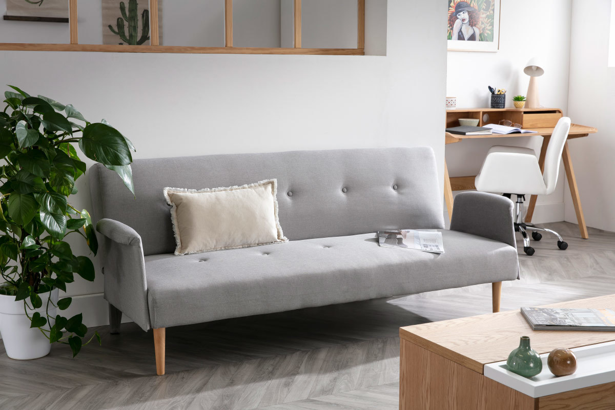 Sof diseo convertible gris claro OSCAR