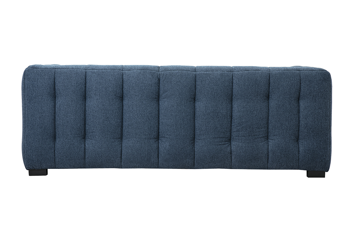 Sof diseo de 3 plazas y reposapis de terciopelo azul oscuro CORTO