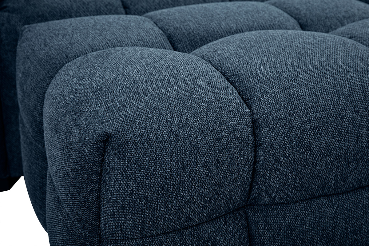 Sofá diseño de 3 plazas y reposapiés de terciopelo azul oscuro CORTO
