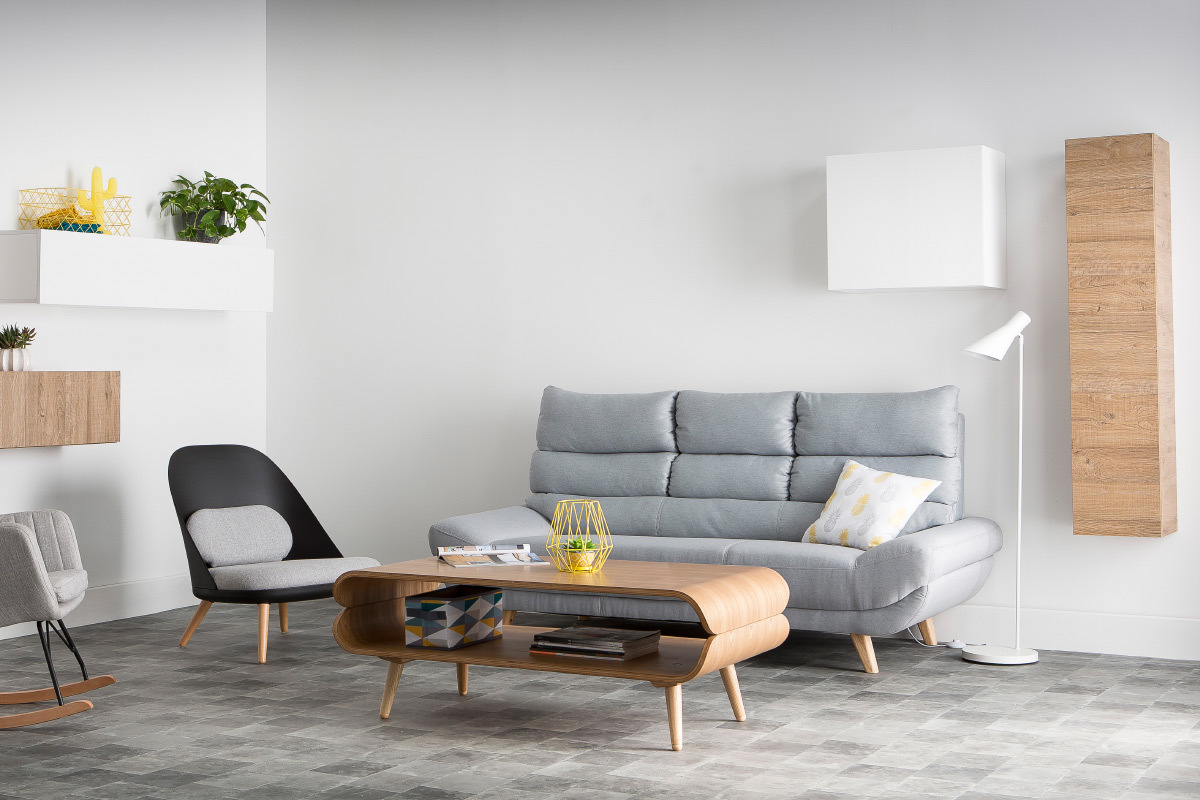 Sof diseo escandinavo 3 plazas gris NORDIK