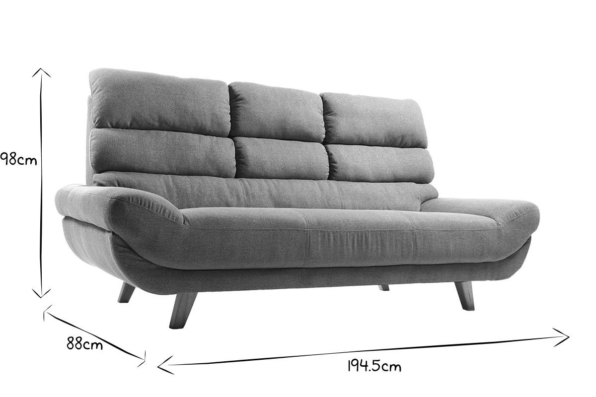 Sof diseo escandinavo 3 plazas gris NORDIK