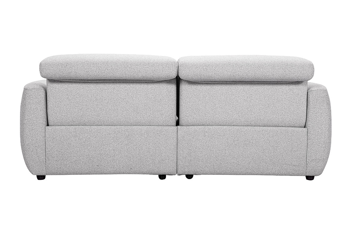 Sof� el�ctrico gris claro de 3 plazas con reposacabezas ajustables, vista trasera