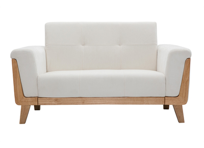 Sofá escandinavo 2 plazas blanco patas madera FJORD