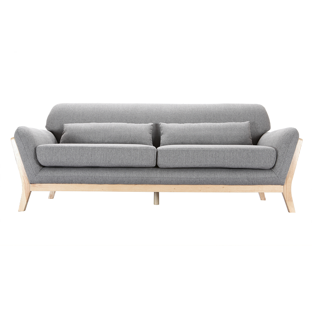 Sofá escandinavo 3 plazas gris patas madera YOKO