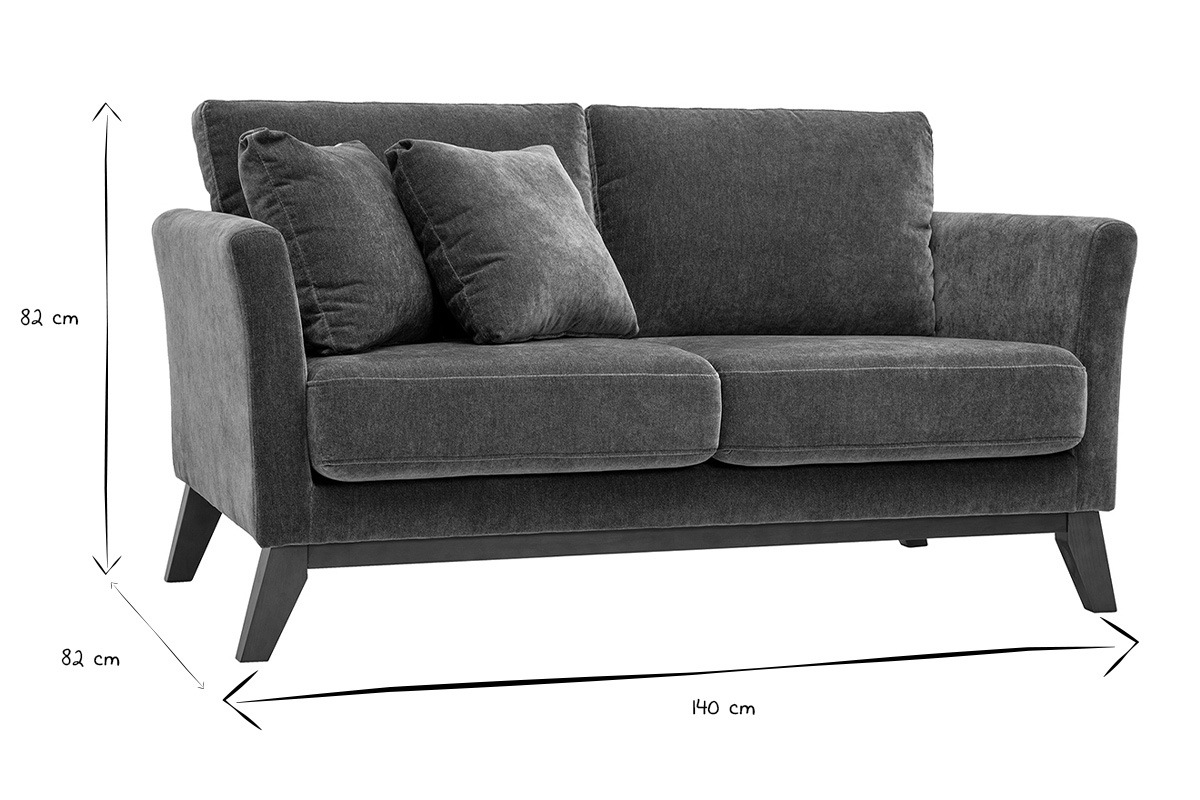 Dimensiones del sof� escandinavo OSLO en blanco y negro: 140 cm de longitud, 82 cm de altura, 80 cm de profundidad.
