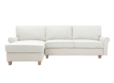 Sof&aacute; esquinero cl&aacute;sico tejido color natural 3 plazas MONCEAU