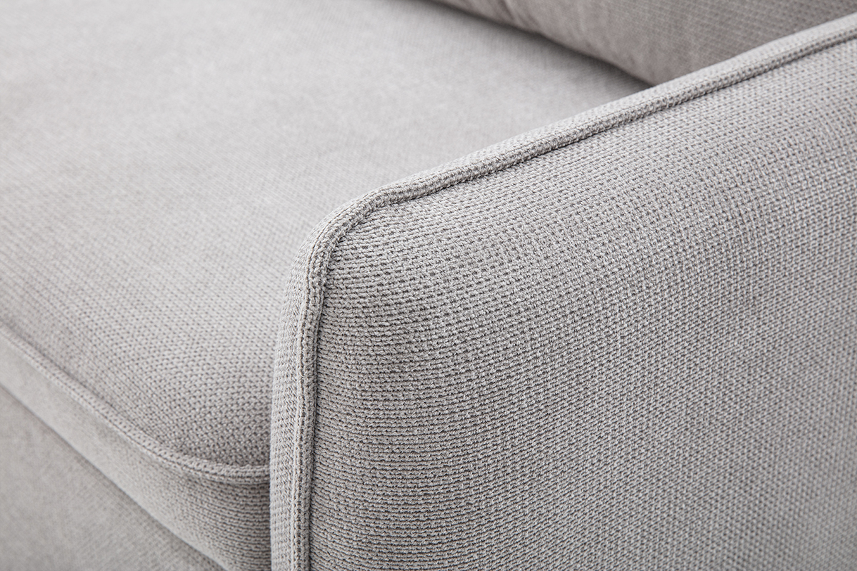 Sof esquinero convertible reversible con arcn 3 plazas en tela efecto terciopelo texturizado gris y madera clara ORSO