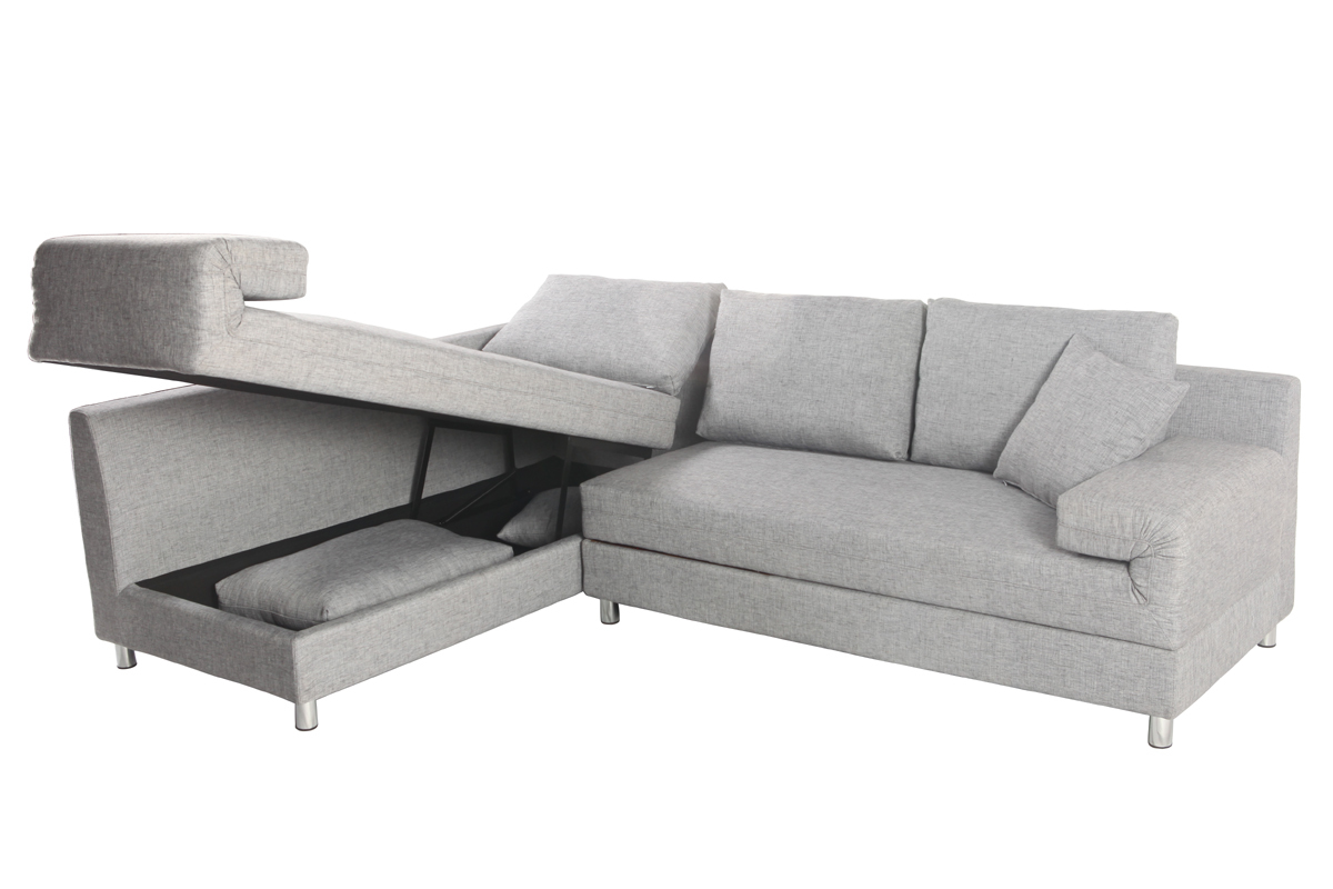 Sof esquinero izquierdo convertible gris CHICAGO
