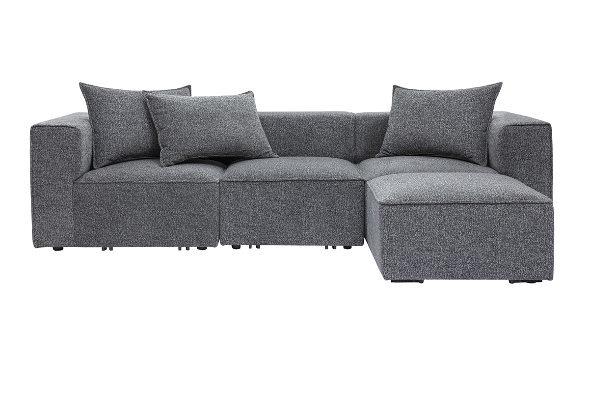 Sof esquinero modular de 4 plazas en tela gris oscuro chin KERRY