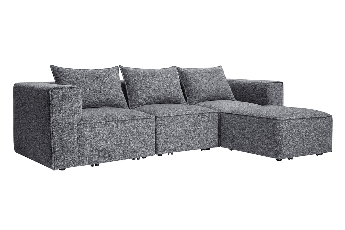 Sof esquinero modular de 4 plazas en tela gris oscuro chin KERRY