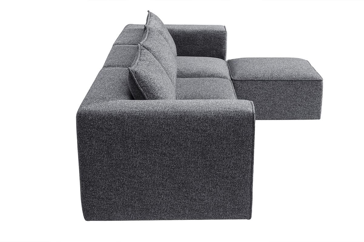 Sof esquinero modular de 4 plazas en tela gris oscuro chin KERRY
