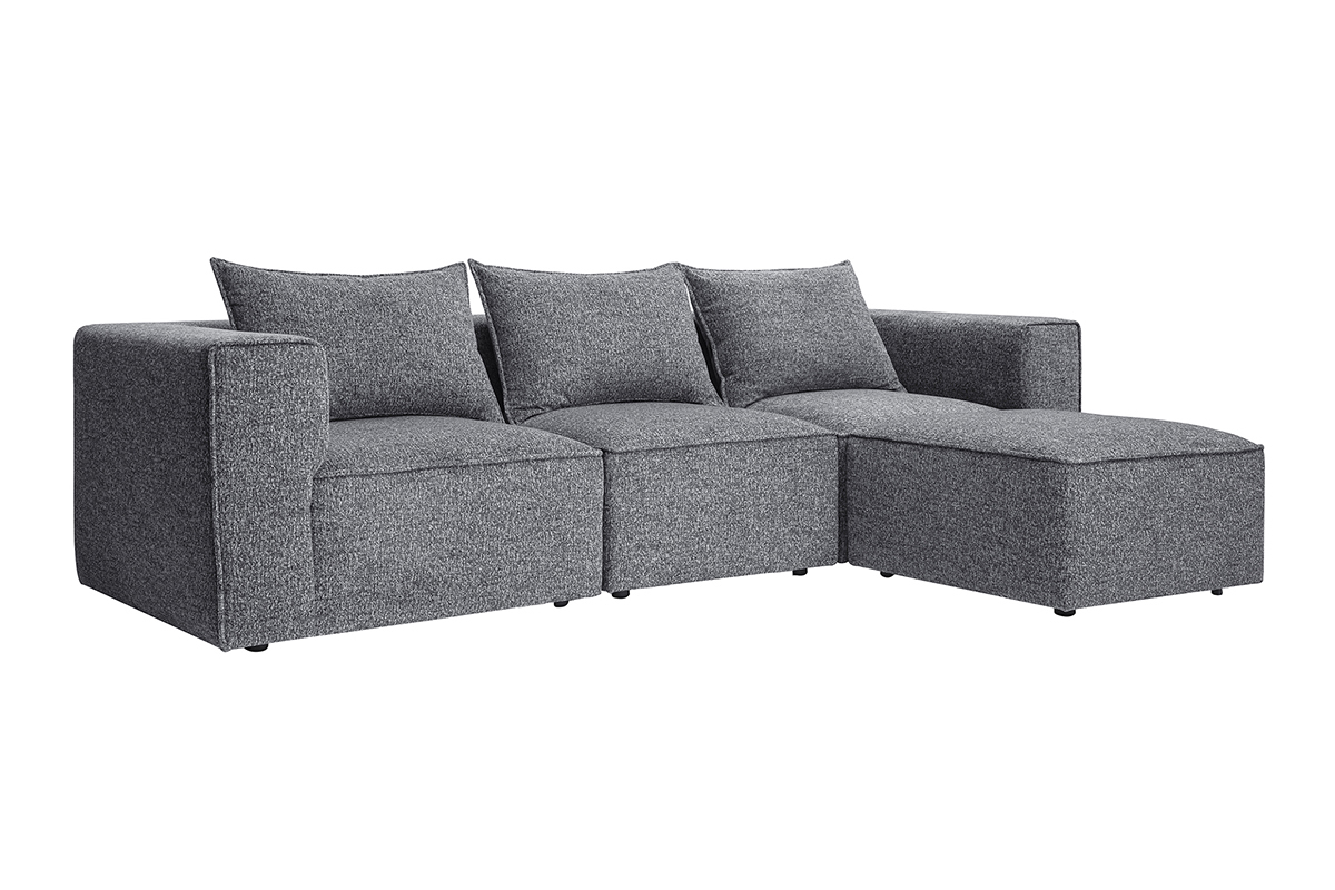 Sof esquinero modular de 4 plazas en tela gris oscuro chin KERRY