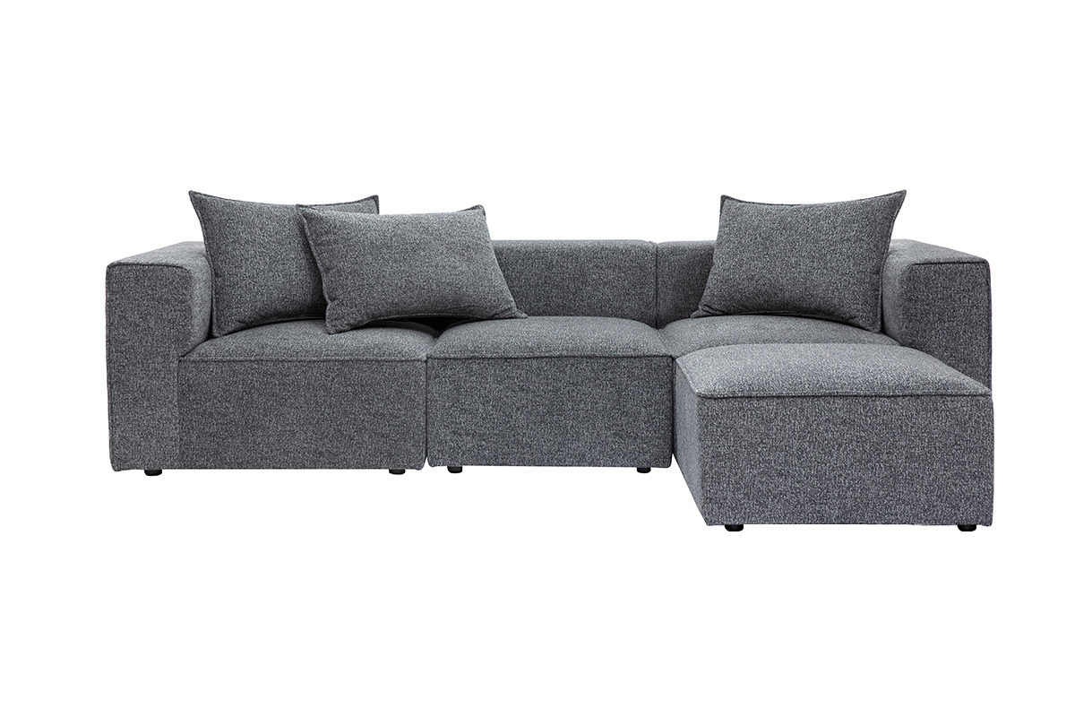 Sof� esquinero modular de 4 plazas en tela gris oscuro chin� KERRY