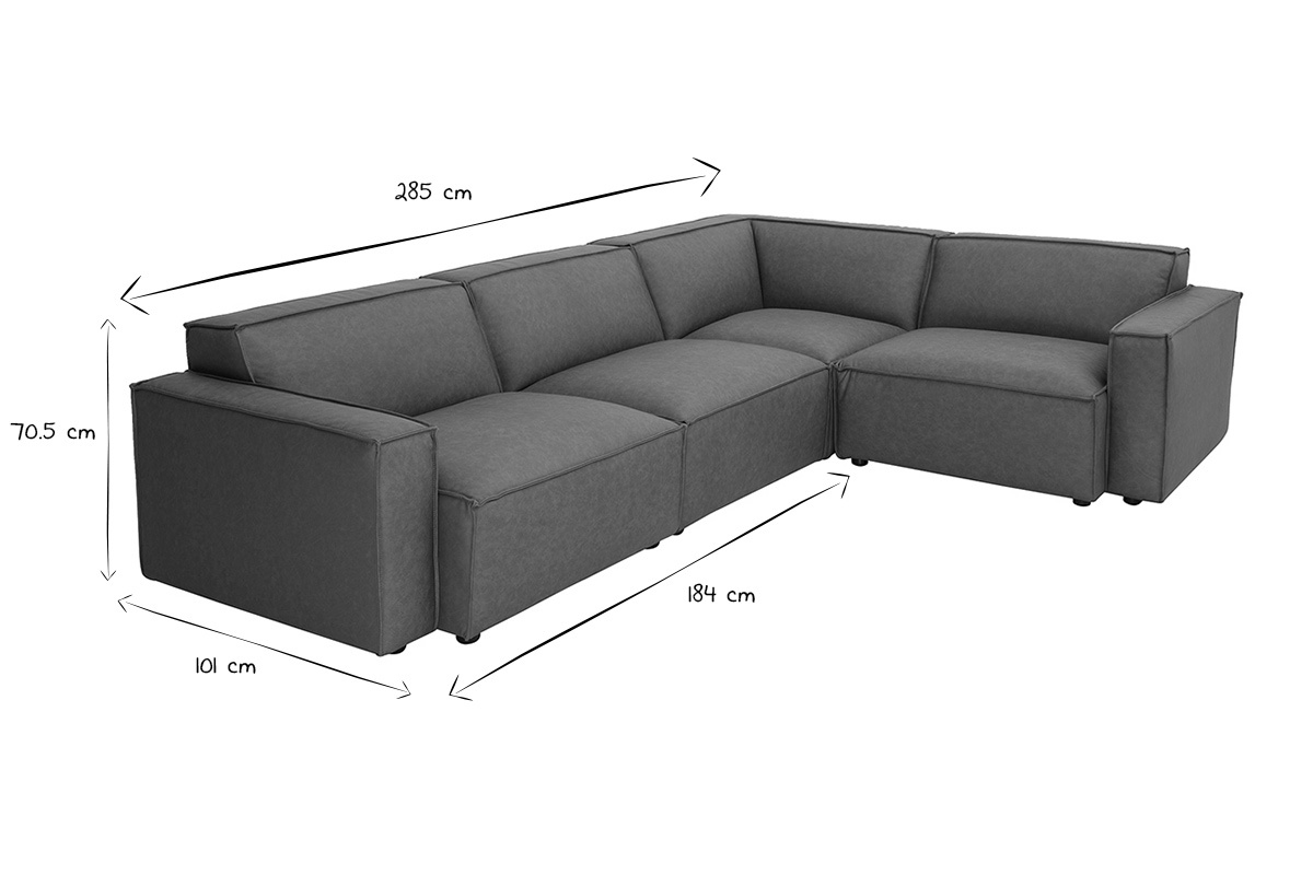 Sof esquinero modular vintage de 5 plazas en cuero marrn SPLIT