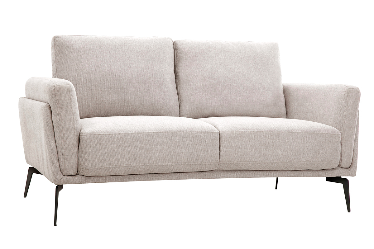 Sof moderno 2plazas de tejido efecto aterciopelado texturizado beige MOSCO