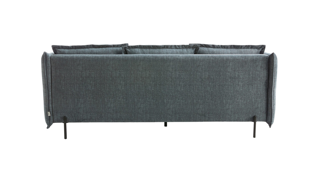 Sof moderno 3-4 plazas de terciopelo azul grisceo y metal negro ALMAR