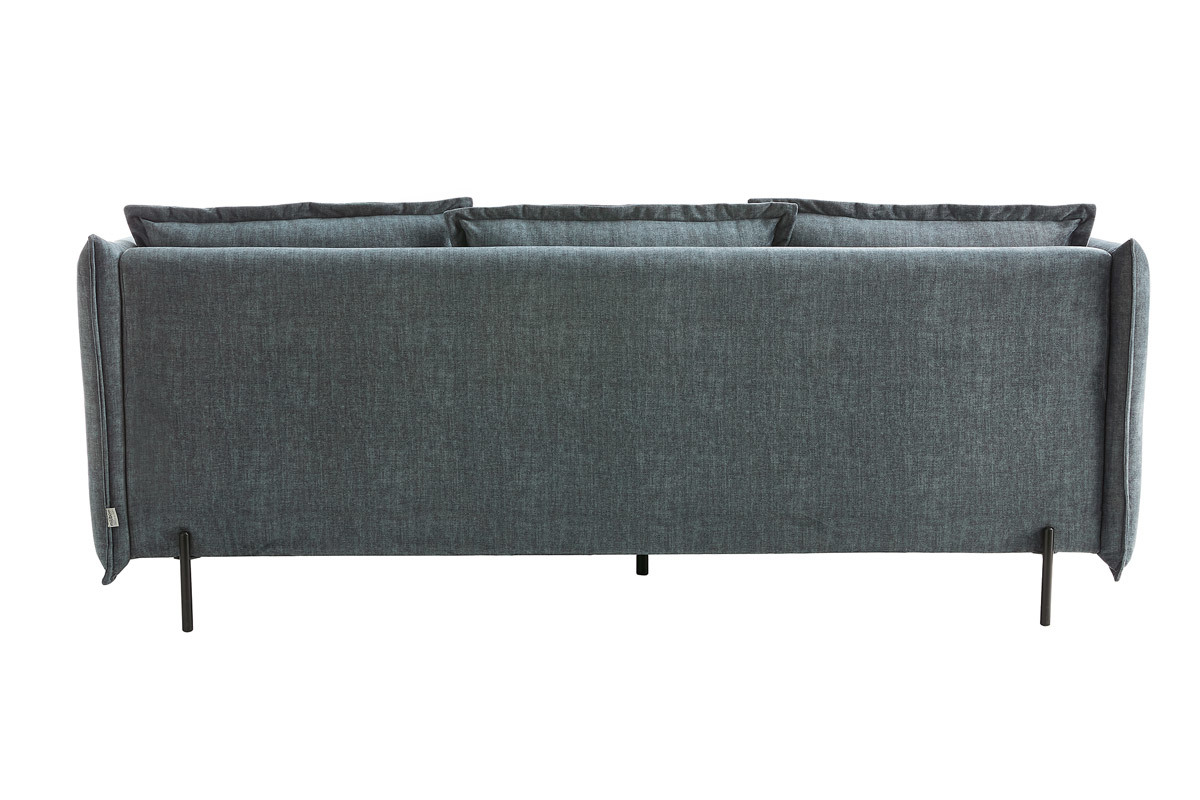 Sof moderno 3-4 plazas de terciopelo azul grisceo y metal negro ALMAR