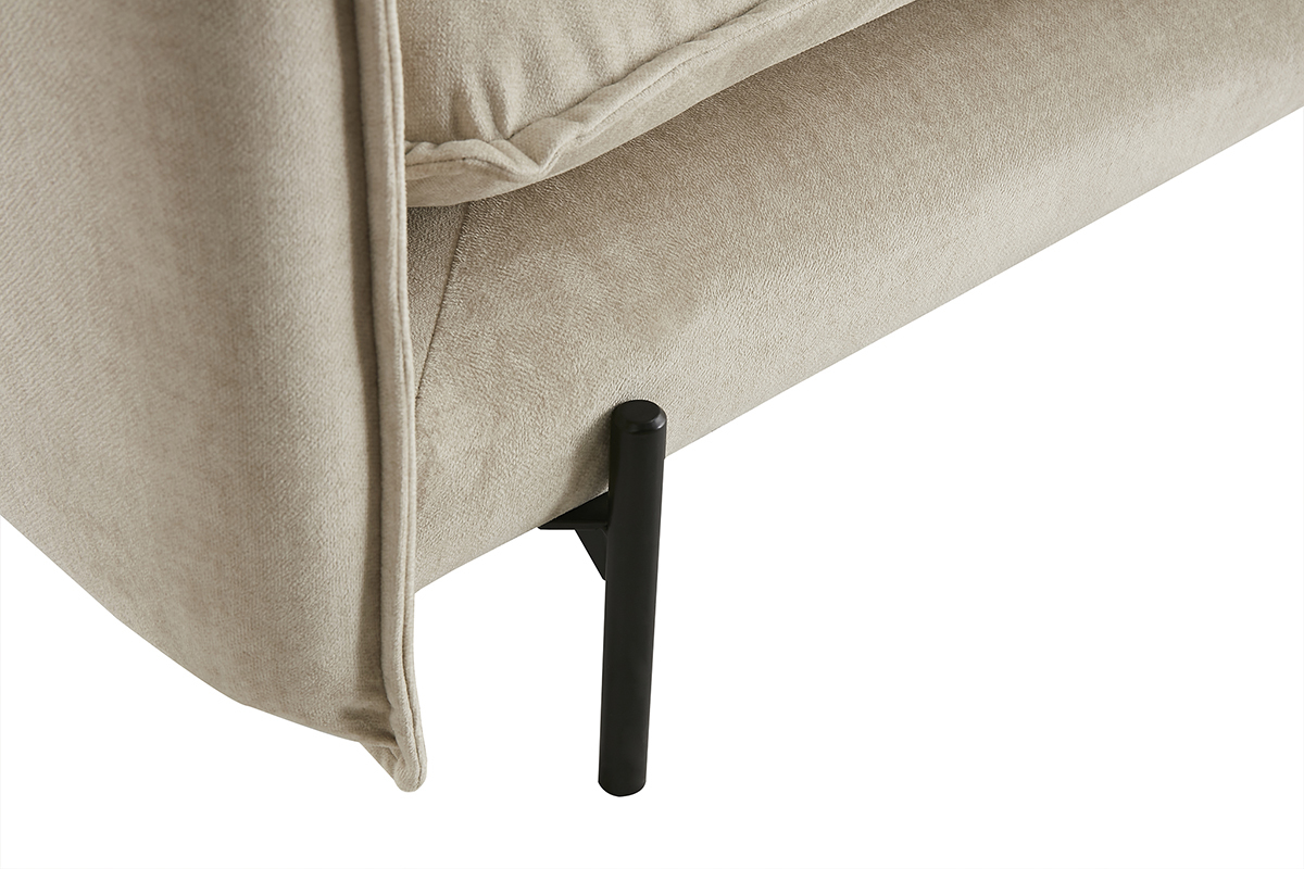 Sof moderno 3-4 plazas de terciopelo beige y metal negro ALMAR