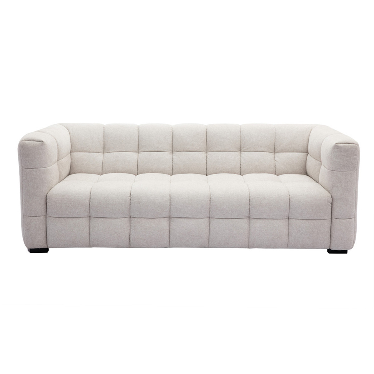 Sofá moderno 3 plazas de tejido efecto aterciopelado texturizado beige CORTO