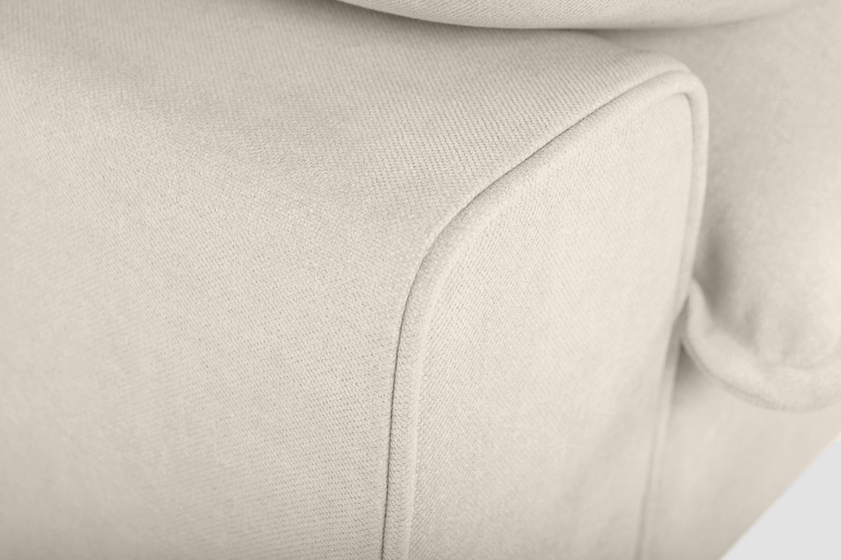 Sof moderno 3 plazas de tejido efecto aterciopelado texturizado beige y metal negro DORY