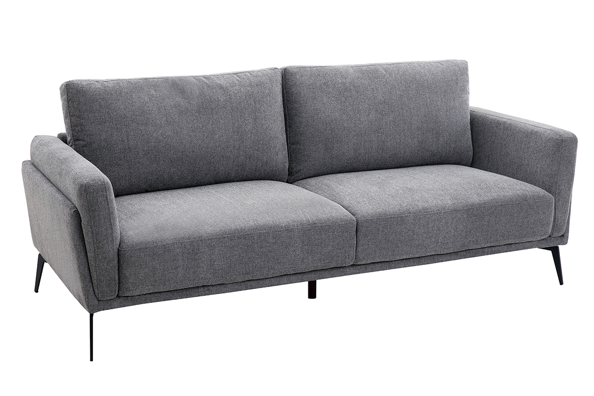 Sof moderno 3plazas de tejido efecto aterciopelado texturizado gris MOSCO