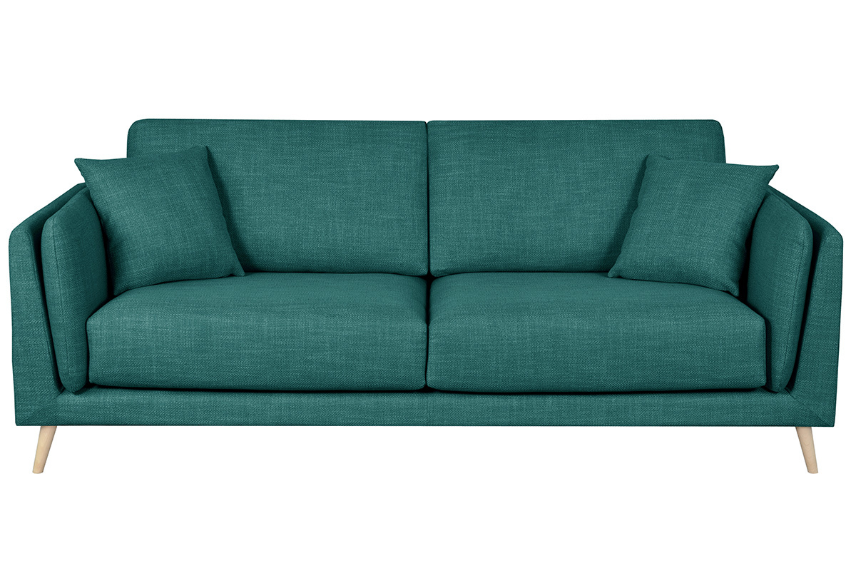Sof moderno 3plazas de tela azul pavo real VOGUE