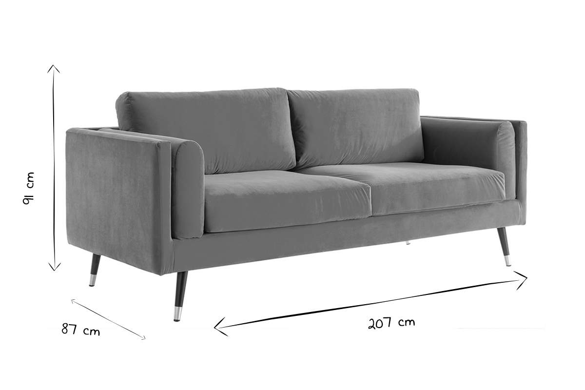 Sof moderno 3plazas de terciopelo amarillo STING
