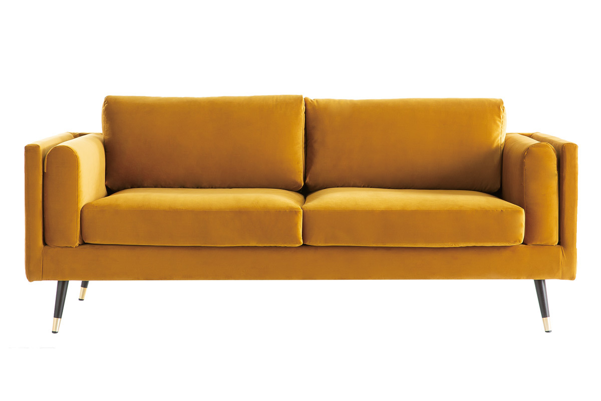 Sof moderno 3plazas de terciopelo amarillo STING