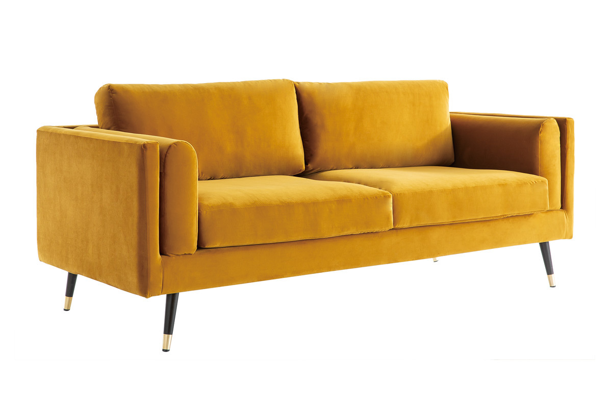 Sof moderno 3plazas de terciopelo amarillo STING