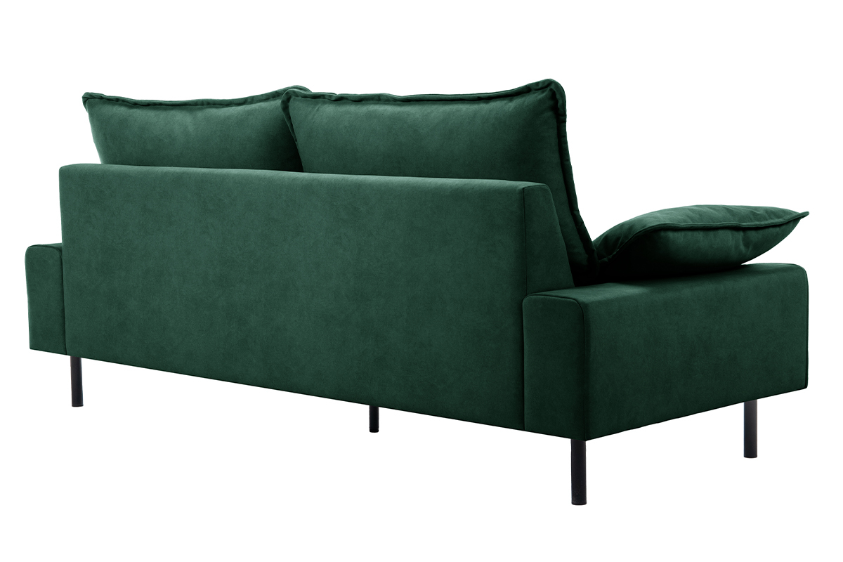 Sof moderno 3 plazas de terciopelo verde oscuro y metal negro DORY