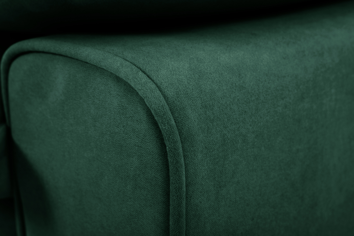 Sof moderno 3 plazas de terciopelo verde oscuro y metal negro DORY