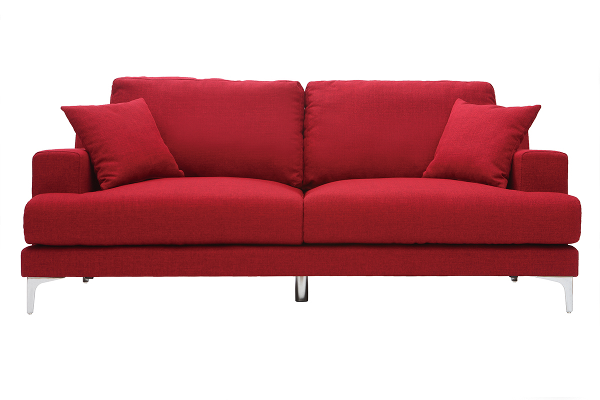 Sof moderno 3 plazas en tejido rojo BOMEN