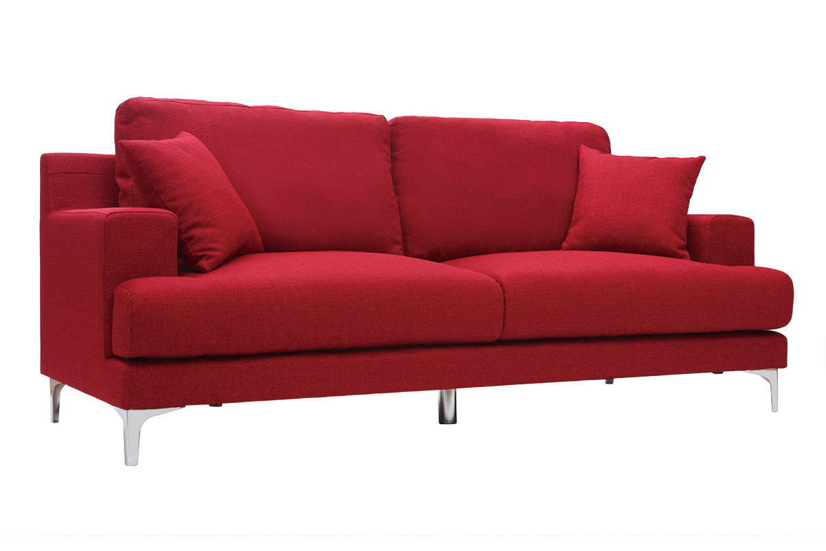 Sof moderno 3 plazas en tejido rojo BOMEN
