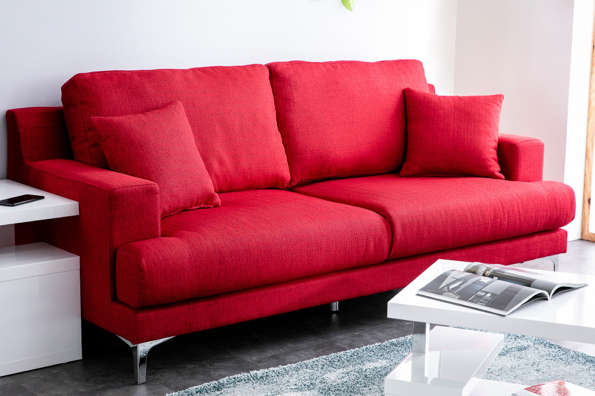 Sof moderno 3 plazas en tejido rojo BOMEN