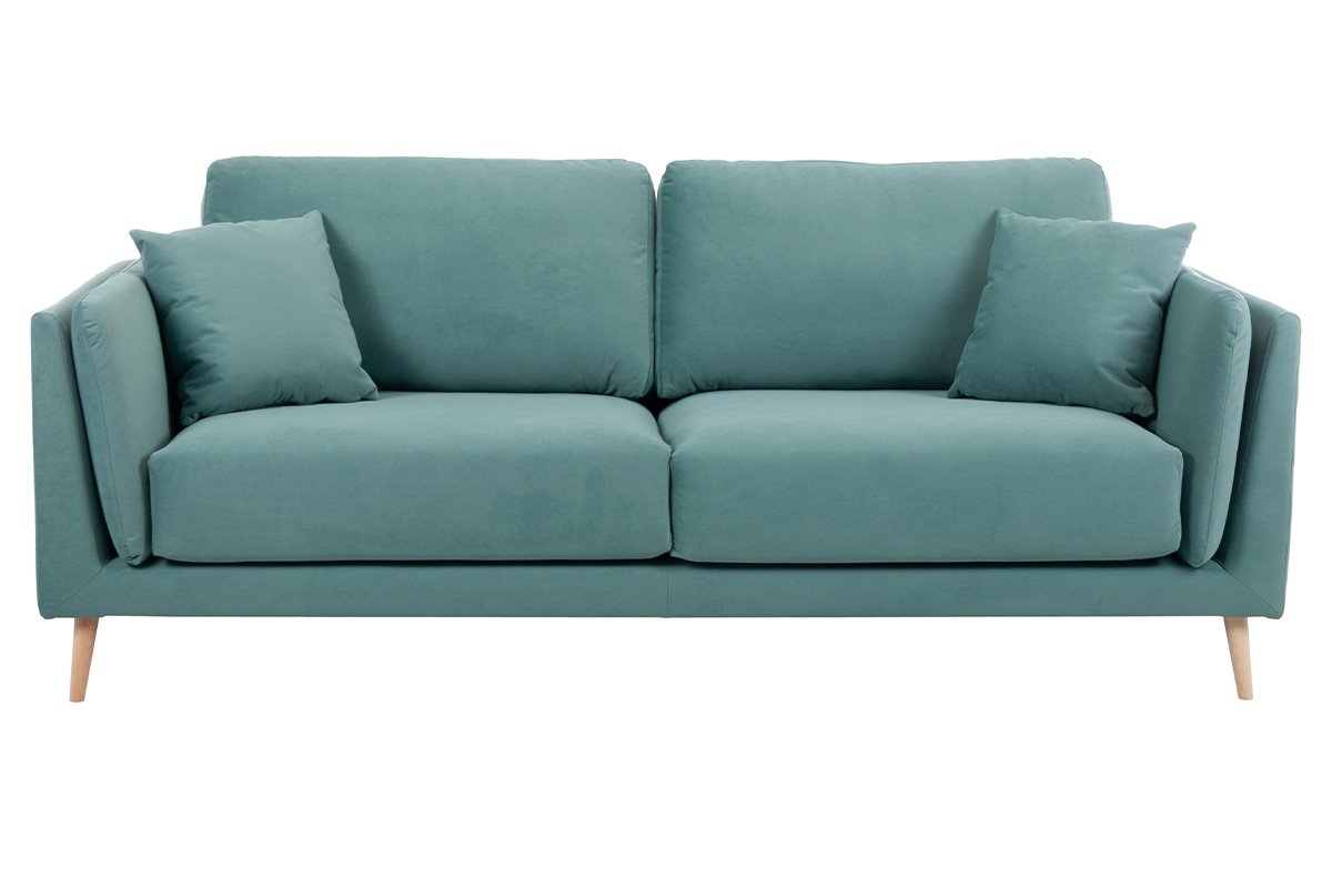 Sof moderno 3 plazas en terciopelo azul hielo VOGUE