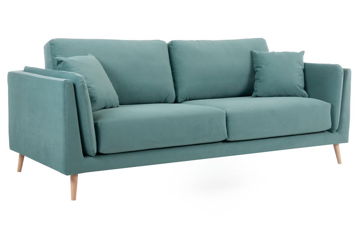 Sof moderno 3 plazas en terciopelo azul hielo VOGUE