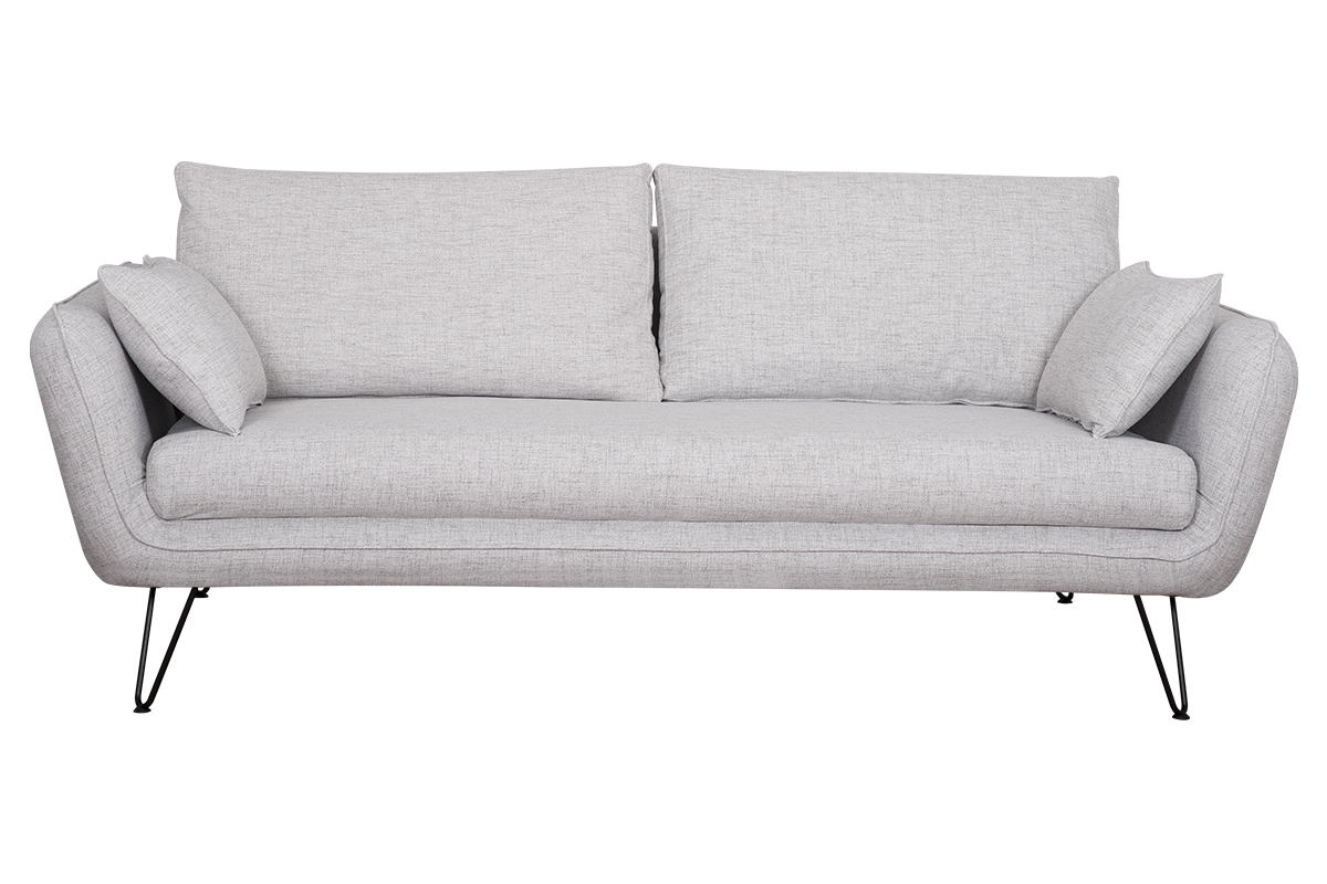 Sof moderno 3plazas gris claro con patas de metal negro CREEP