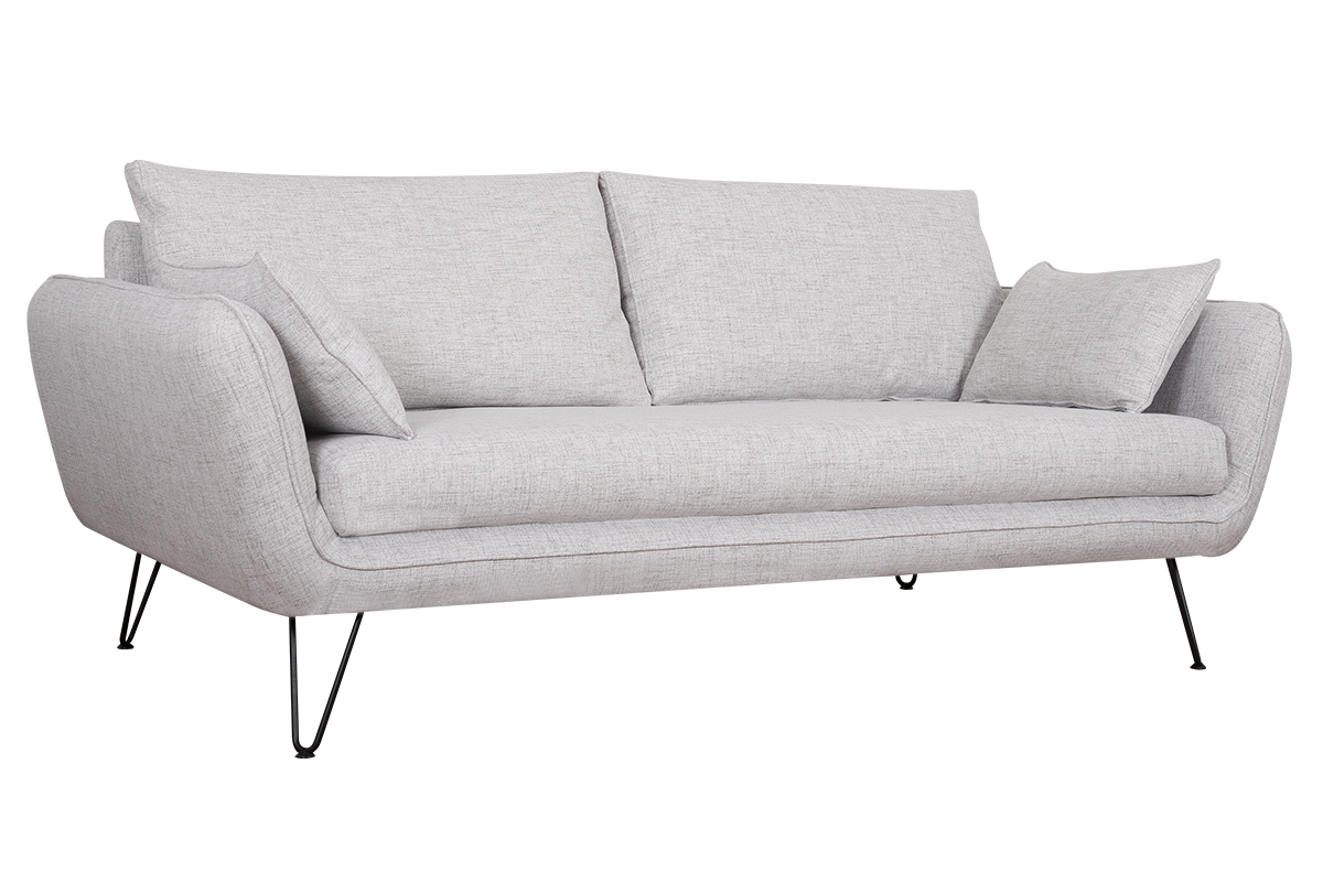 Sof moderno 3plazas gris claro con patas de metal negro CREEP