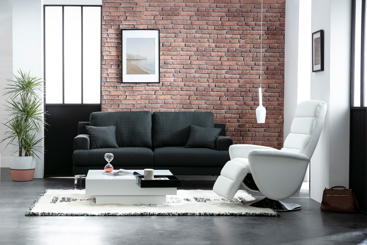 Sof moderno 3 plazas tejido gris oscuro BOMEN