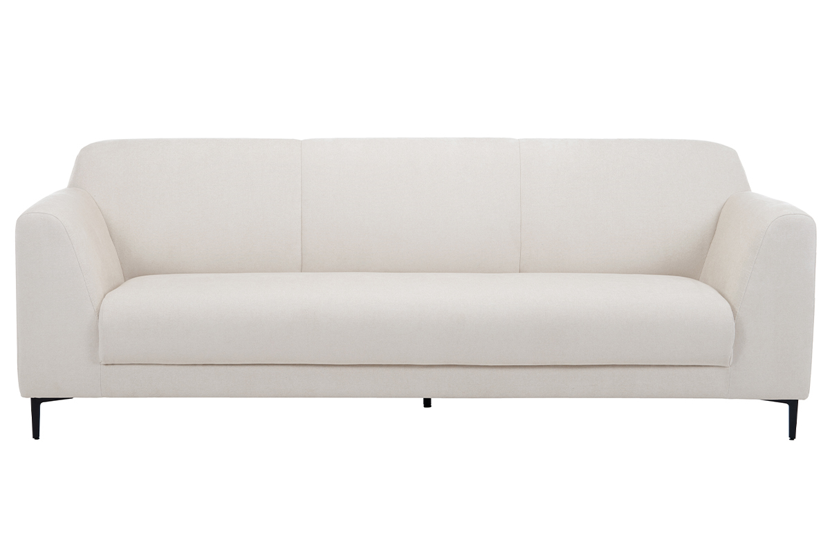 Sof moderno 4 plazas de tela beige y metal negro ALOWISS