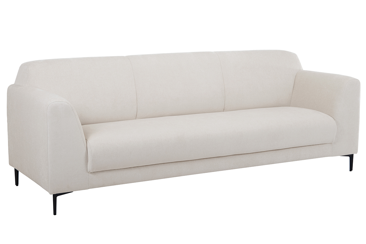 Sof moderno 4 plazas de tela beige y metal negro ALOWISS