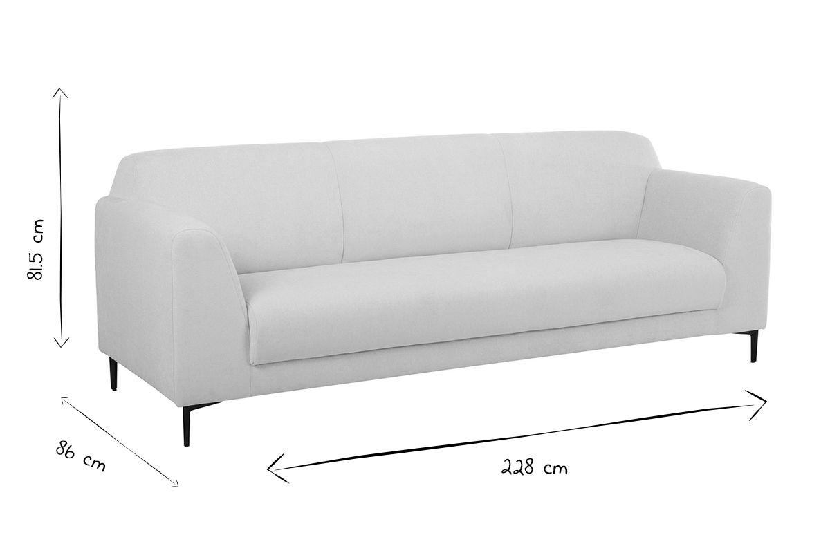 Sof moderno 4 plazas de tela beige y metal negro ALOWISS