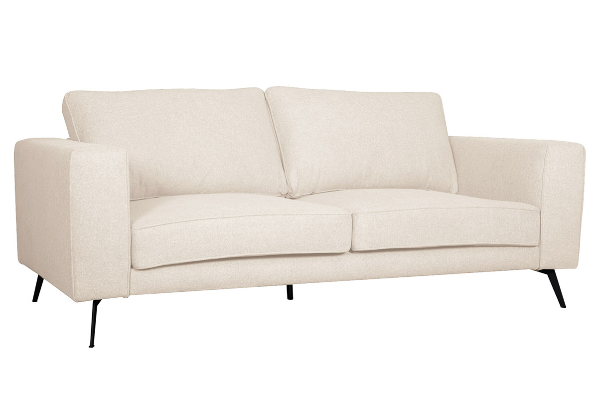 Sof moderno 4 plazas de tela beige y metal negro OSMANN