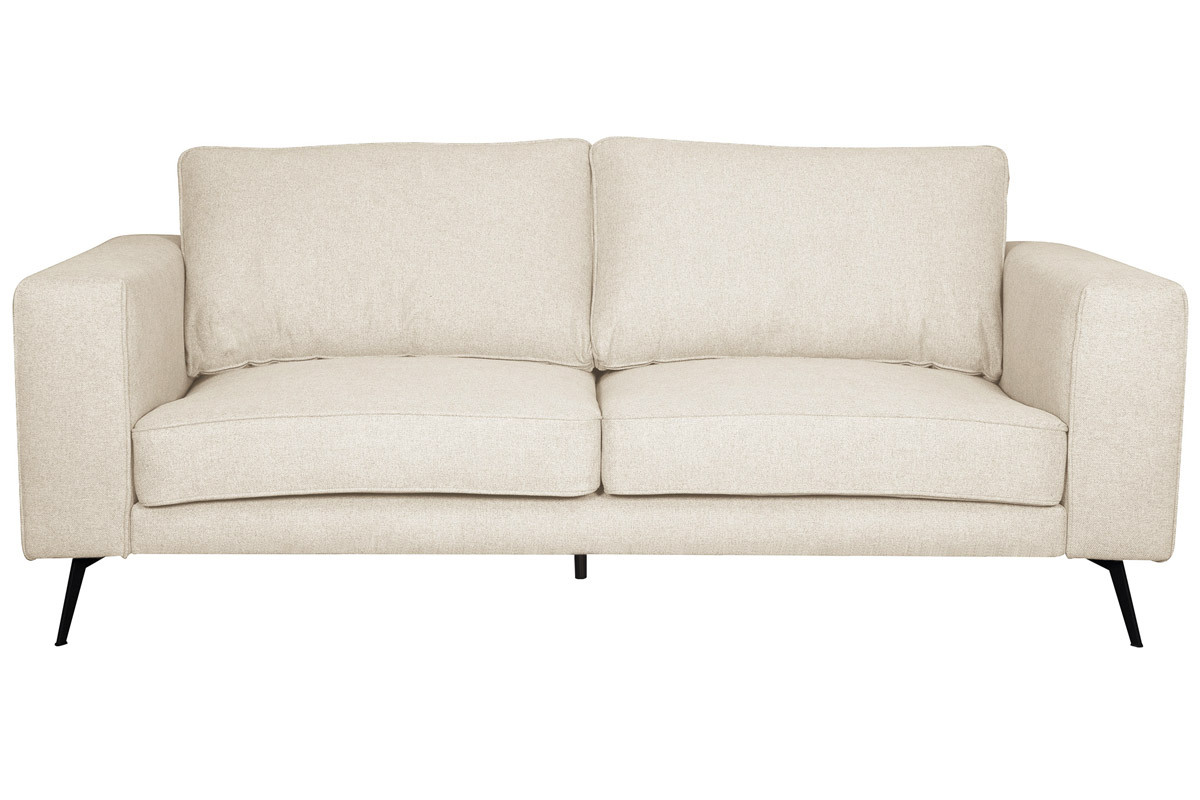 Sof moderno 4 plazas de tela beige y metal negro OSMANN