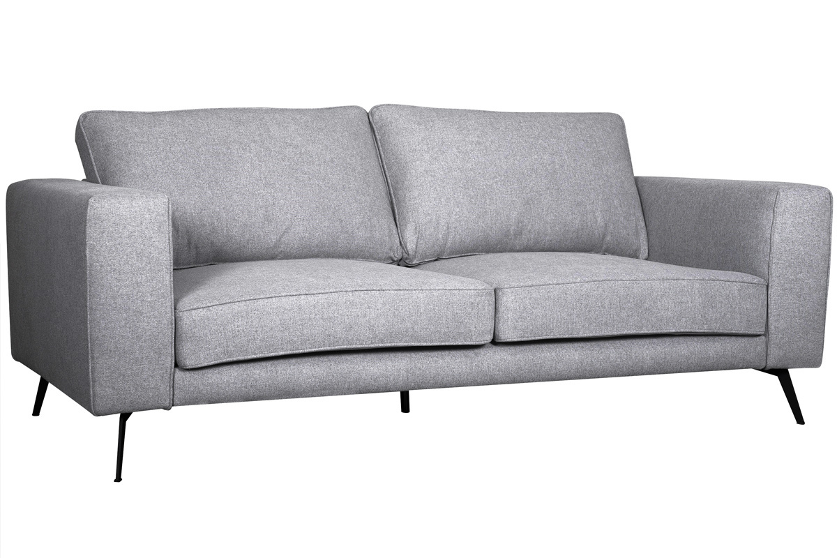 Sof moderno 4 plazas de tela gris y metal negro OSMANN