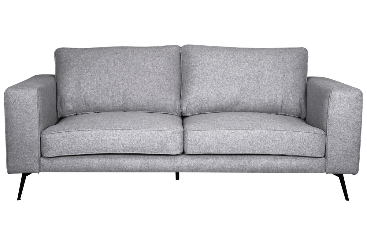 Sof moderno 4 plazas de tela gris y metal negro OSMANN