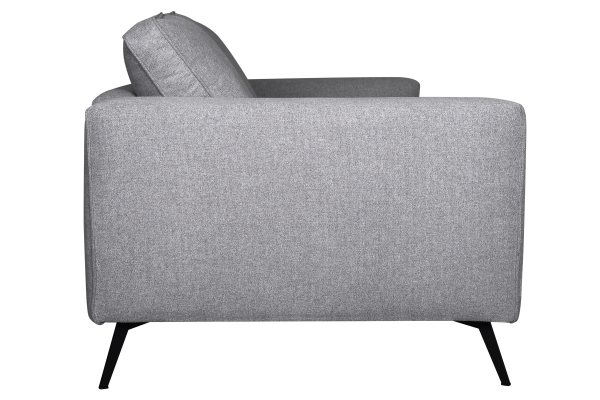 Sof moderno 4 plazas de tela gris y metal negro OSMANN